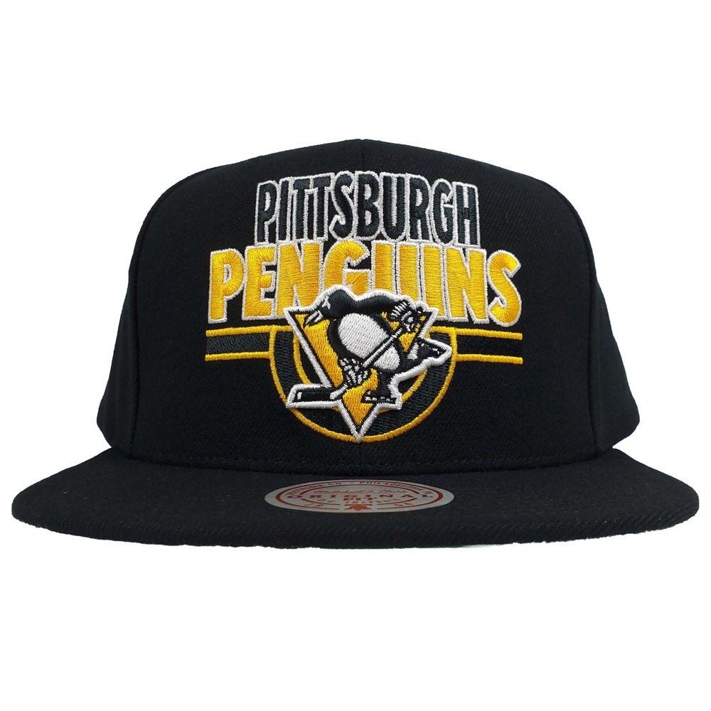 Pittsburgh Penguins Mitchell & Ness NHL Snapback Hat Cap 3D Logo Black NWT